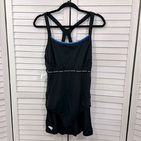 Speedo SwimDress Size 14 Racerback Black & Blue - Picture 7 of 9